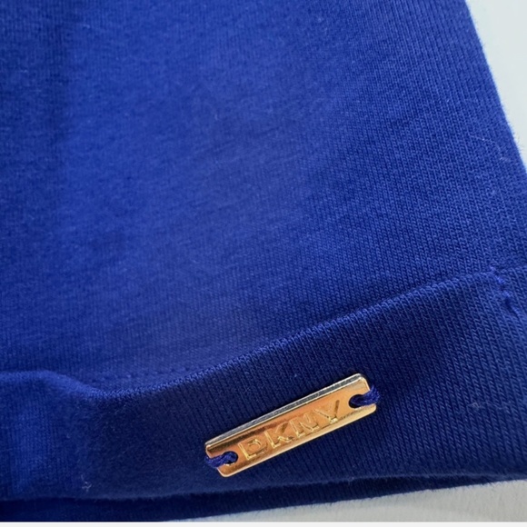 DKNY Blue Cotton Stretch Tshirt Side Knot Navy Blue Midi Dress Size XL - Picture 5 of 6